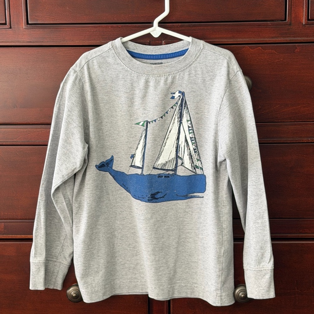 Gymboree Gray Long Sleeve with Blue Whale and Sailboat